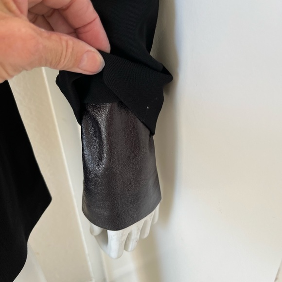 VINTAGE! 90’s JEAN PAUL GAULTIER FEMME Black Fitted Blazer w/ Leather Sleeves - Picture 4 of 11